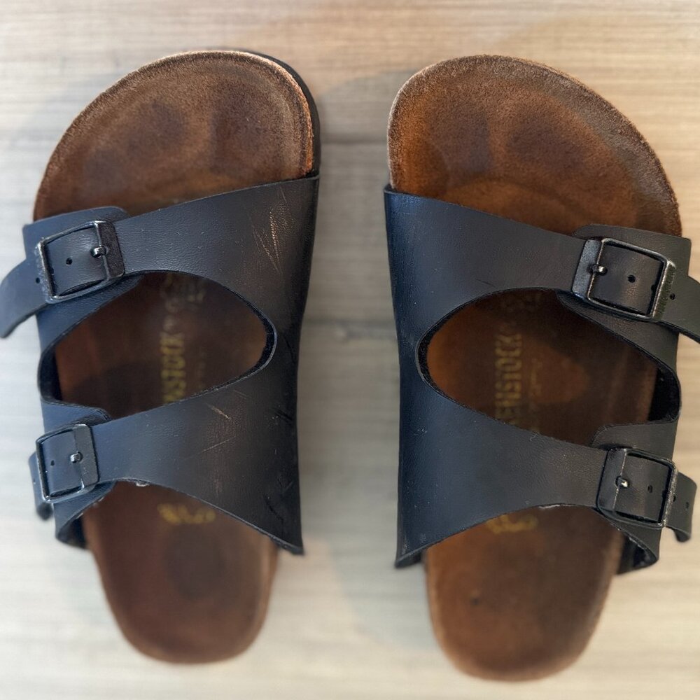 Birkenstock Arizona Black Leather Unisex-Child Sandals - Size 13.5/31